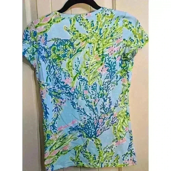 LILLY PULITZER Sz XS Michele T Palm Reader 70082 Multicolor Cotton Blend EUC - Picture 2 of 6